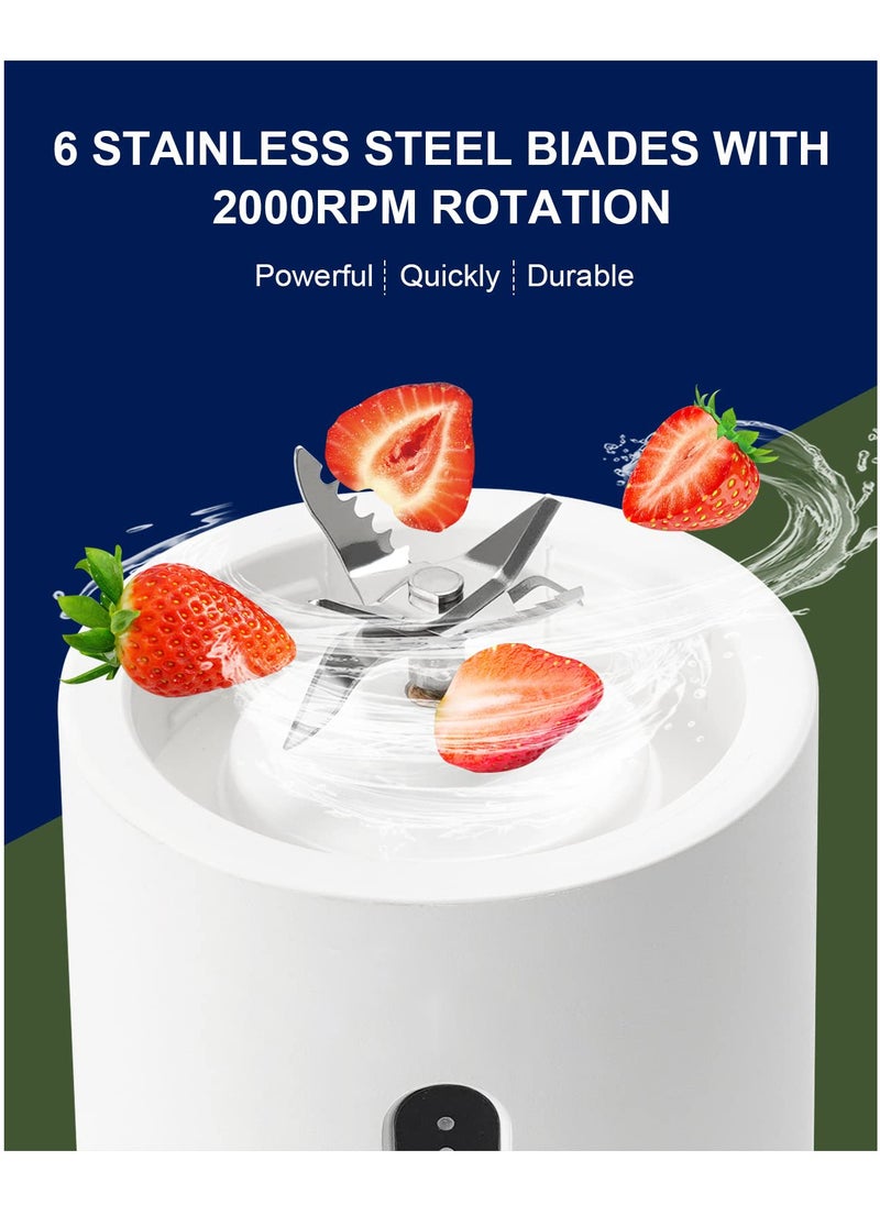 Excefore Portable Blender for Shakes and Smoothies, 532ML Type-C USB Rechargeable Blender, Powerful Mini Juice Blender with 6 Blades Ice Tray and Cleaning Brush for Travel Sports Kitchen(White)  - Image 2