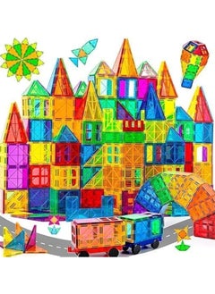 Piccasio Magnet Building Tiles - 100 Vibrant Clear Color Pieces for Early Learning, Brain Development, and Creative Magnetic Block Construction Play  - Image 1