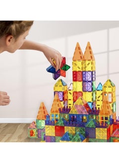 Piccasio Magnet Building Tiles - 100 Vibrant Clear Color Pieces for Early Learning, Brain Development, and Creative Magnetic Block Construction Play  - Image 4