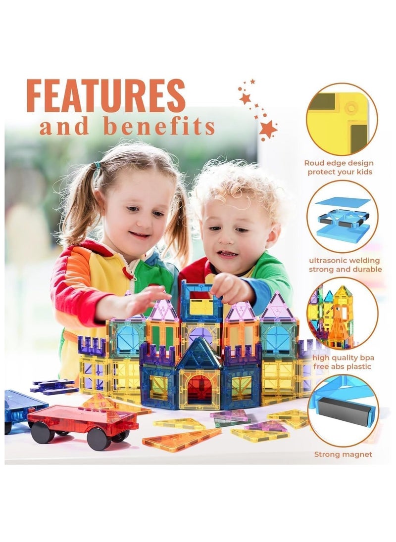 Piccasio Magnet Building Tiles - 100 Vibrant Clear Color Pieces for Early Learning, Brain Development, and Creative Magnetic Block Construction Play  - Image 5