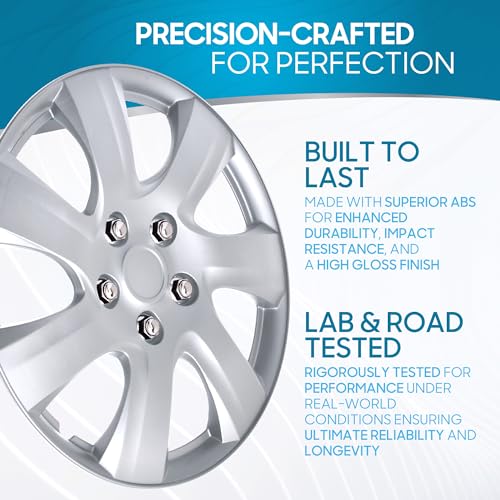 BDK 16" Inch Hubcaps Set of 4 Automotive Wheel Tire Covers Accessories, Compatible/Replacement for Chevy Chevrolet Dodge Ford Honda Mazda VW Volkswagen and More - Image 2