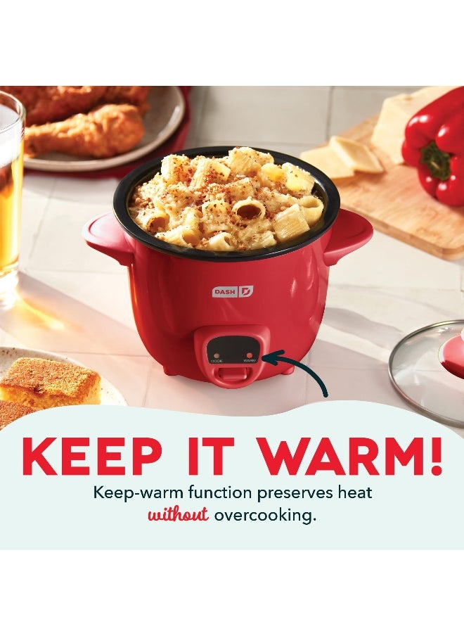 Dash DASH Mini Rice Cooker Steamer with Removable Nonstick Pot Keep Warm Function  Recipe Guide Half Quart for Soups Stews Grains  Oatmeal  Red  - Image 3