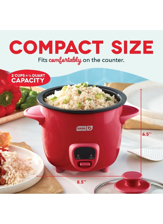 Dash DASH Mini Rice Cooker Steamer with Removable Nonstick Pot Keep Warm Function  Recipe Guide Half Quart for Soups Stews Grains  Oatmeal  Red  - Image 2