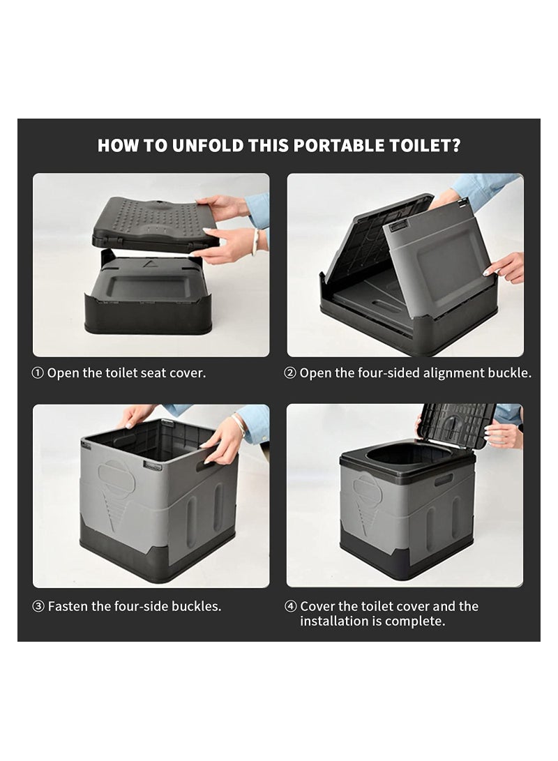 Portable Folding Toilet Outdoor Travel Camping Potty Waterproof Car Toilet Bucket Toilet