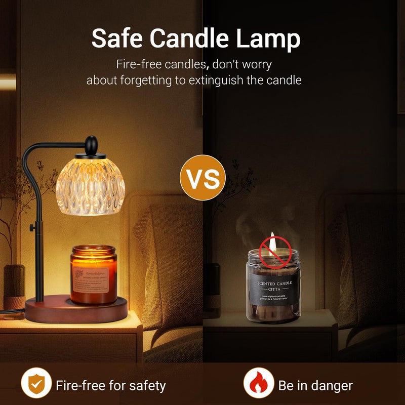 NVRGIUP Candle Lamp with Timer & Dimmer - Height Adjustable for Scented Candles, with 2 * 50W Bulbs - Home Decor Gift for Mothers Day (Black) - Image 4