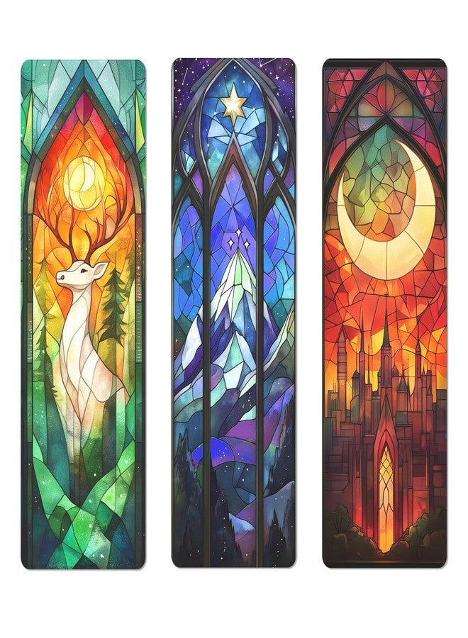 TwoDays Fantasy Stained Glass Art Transparent PVC Bookmarks, Dark Romance Merch for Readers, Romantasy Inspired Bookish Gifts for Book Lovers Booktok, Book Accessories (Set of 3, 6'' x 2'') - Image 1