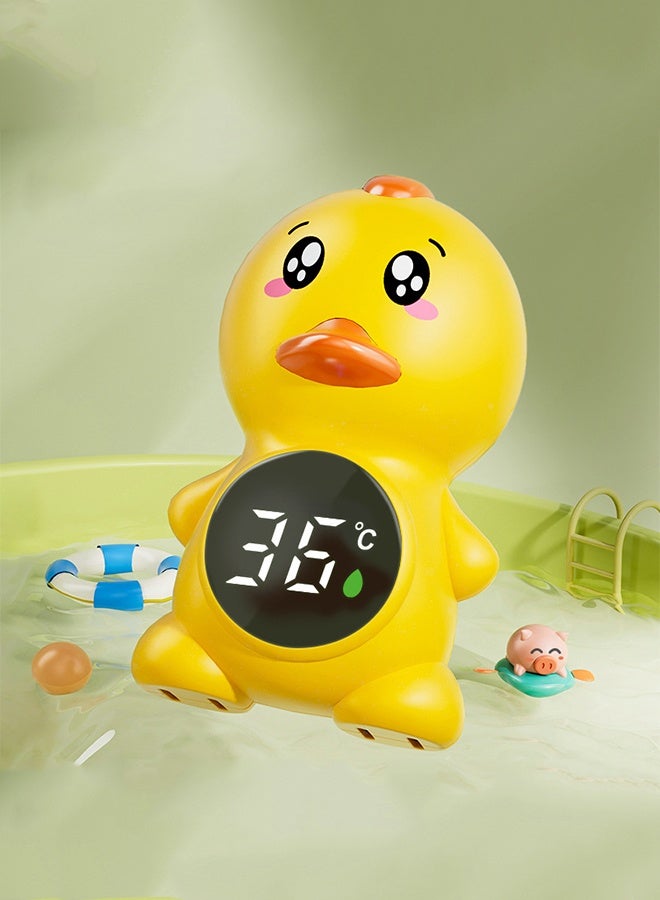 Baby Bath Thermometer with LCD Display - Yellow Duck Floating Water Temperature Gauge for Newborn Infant Safe Bathing - Image 1
