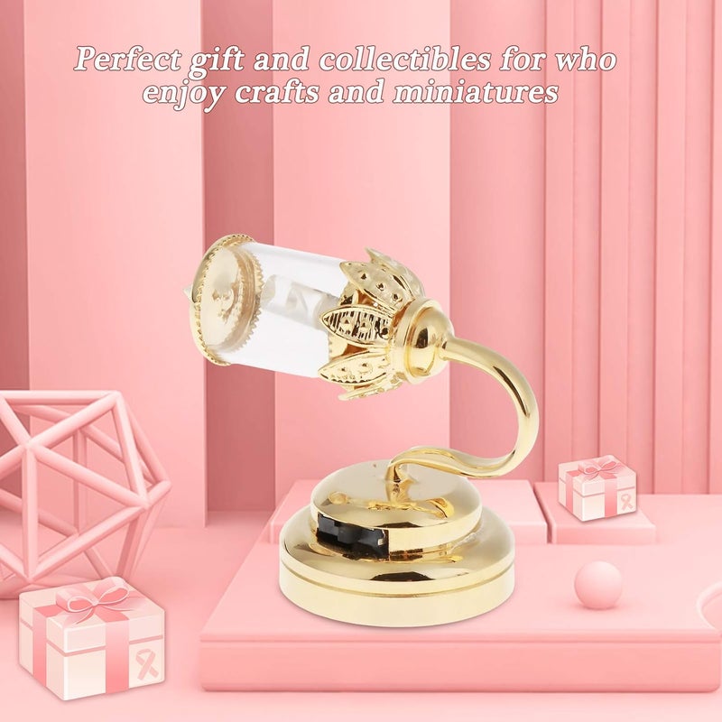 klarako 2pcs Dollhouse Miniature Clear Lampshade LED Light Wall Lamp Model for 1:12 Gold - Image 4