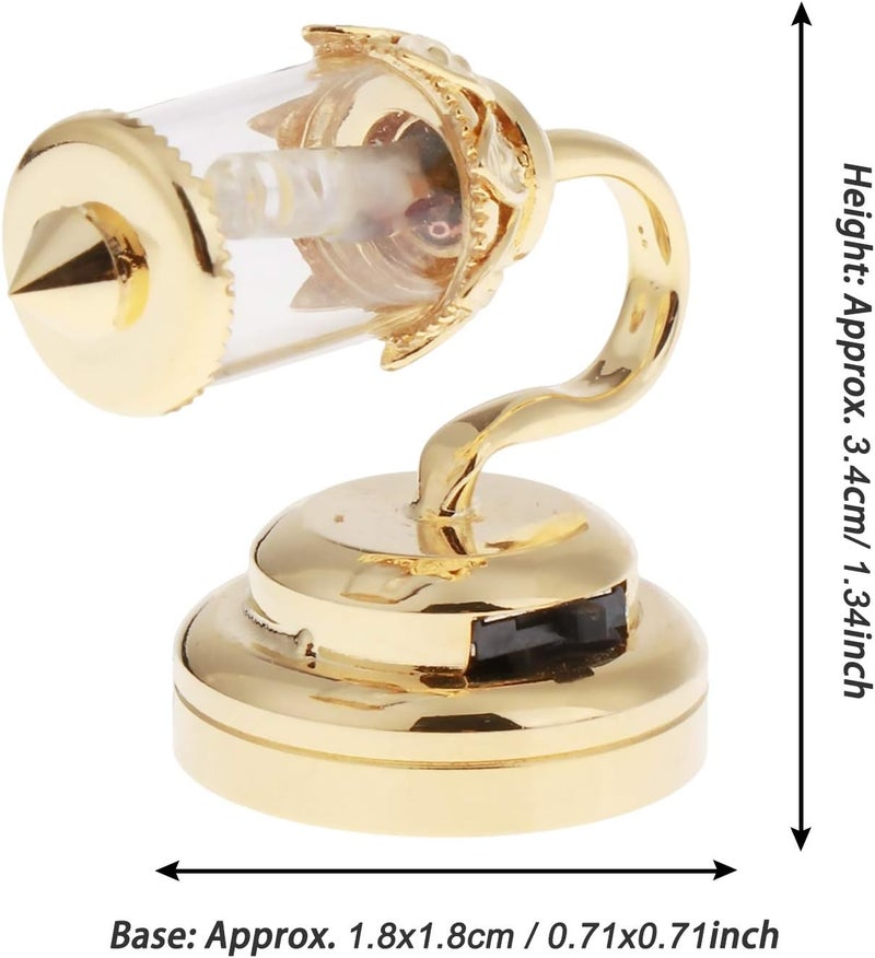 klarako 2pcs Dollhouse Miniature Clear Lampshade LED Light Wall Lamp Model for 1:12 Gold - Image 5