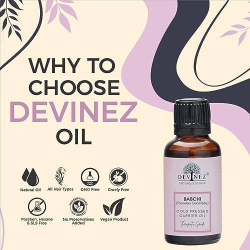 Devinez Babchi Cold Pressed Oil, Bakuchi (Psoralea Corylifolia),100% Pure, Natural & Undiluted, 50ml in Glass Bottle, Ideal For Hair Growth, Hair Care, Skin Care, Scar, wound Healing - Image 2