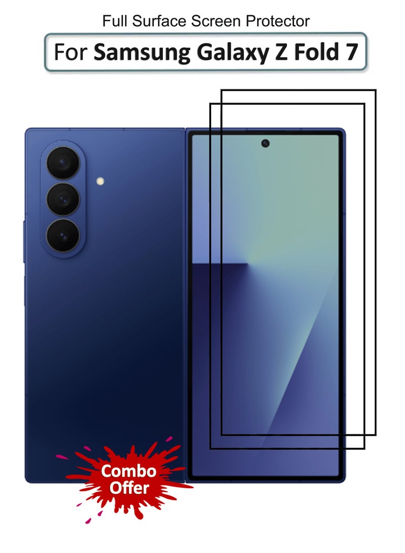 Combo Pack For Samsung Galaxy Z Fold 7 - [2 Pack] Tempered Glass Screen Protector - Advanced Border-Less Full Edge to Edge ,Shatterproof , High Responsiveness , Higher Transparency , Quick to Install ,Anti-scratch and Bubble-free Screen Protector - Image 1
