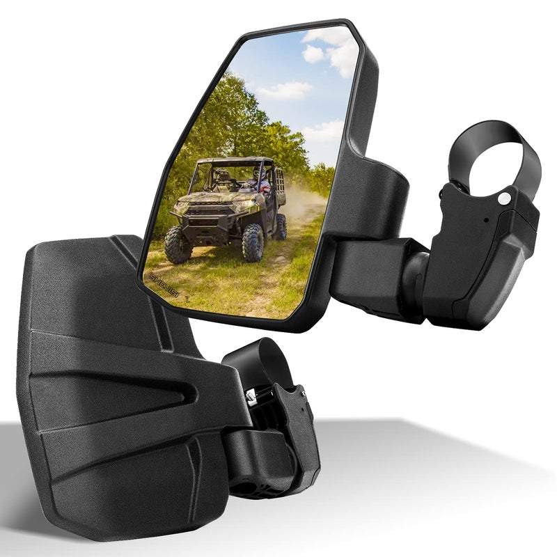 SHEJISI UTV Side Mirrors,You No Longer Need to Adjust by Hand,Innovative Automatic Reset Function,for 1.5"-2.0" Roll Cage,Compatible with Polaris RZR,Can Am Maverick,Honda Pioneer SXS,Kawasaki Mule - Image 1