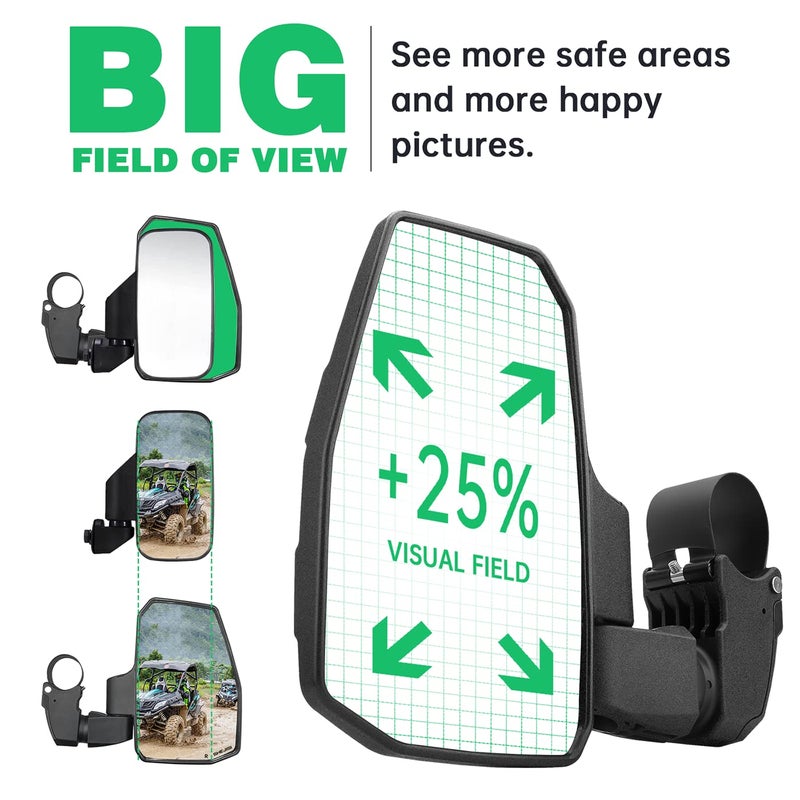 SHEJISI UTV Side Mirrors,You No Longer Need to Adjust by Hand,Innovative Automatic Reset Function,for 1.5"-2.0" Roll Cage,Compatible with Polaris RZR,Can Am Maverick,Honda Pioneer SXS,Kawasaki Mule - Image 4