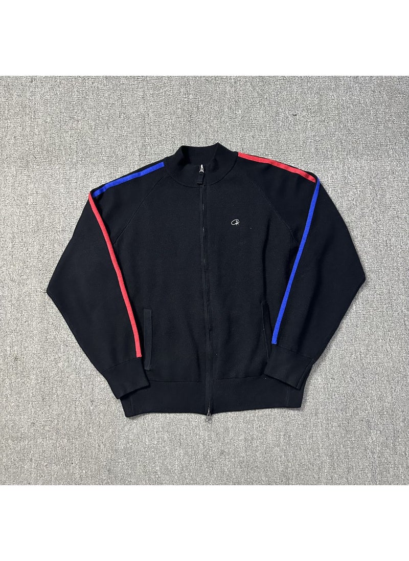 Generic Corteiz Trendy Brand Wool Zipper Cardigan Jacket American Retro Street Hip-Hop Jacket for Men and Women black 