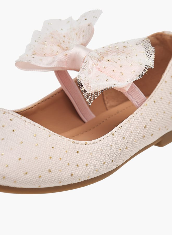 Flora Bella By Shoexpress Girls Textured Ballerina Shoes With Elastic And Bow Detail - Image 5