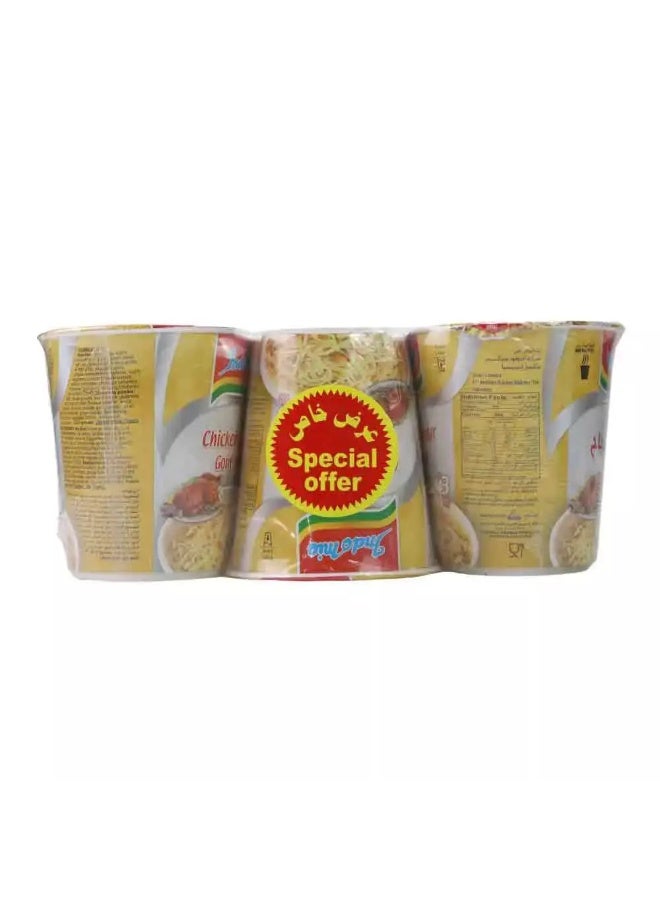 Indomie نودلز إندومي سريعة التحضير بنكهة الدجاج، 60 جرام لكل كوب - عبوة من 3 أكواب - Image 1
