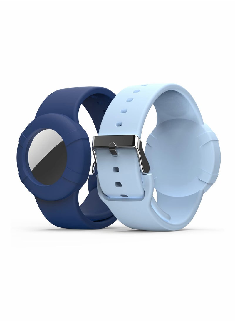 SYOSI - Airtag Wristbands for Kids Soft Silicone Airtag Bracelet Lightweight Waterproof Band Compatible with Apple Airtag Watch Band for Children and Toddler 2 Pcs - Image 1