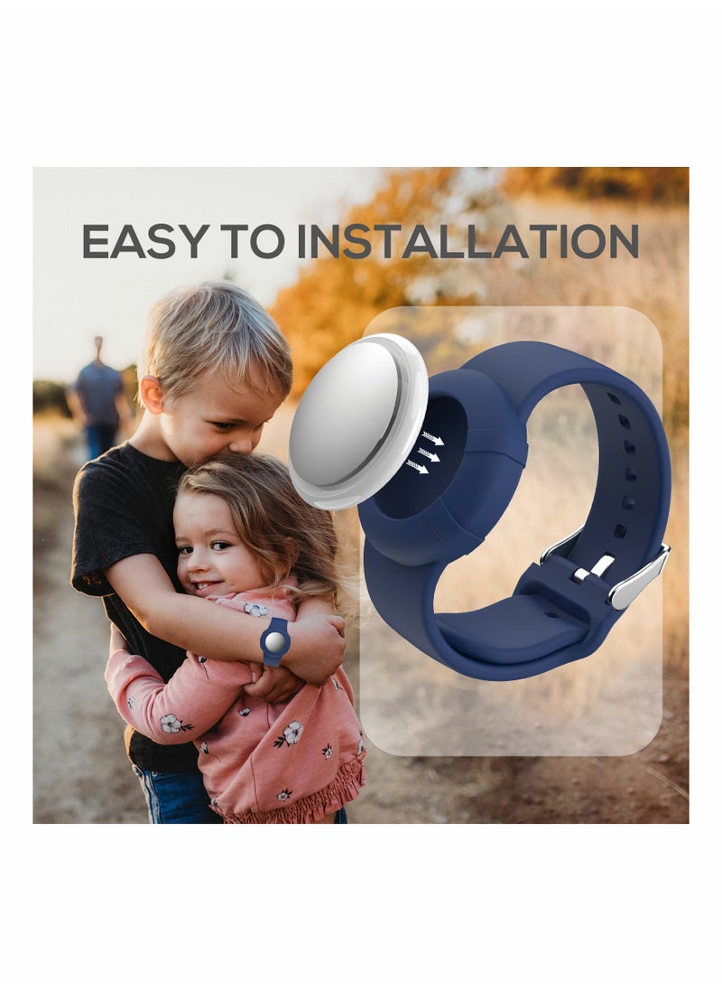 SYOSI - Airtag Wristbands for Kids Soft Silicone Airtag Bracelet Lightweight Waterproof Band Compatible with Apple Airtag Watch Band for Children and Toddler 2 Pcs - Image 1