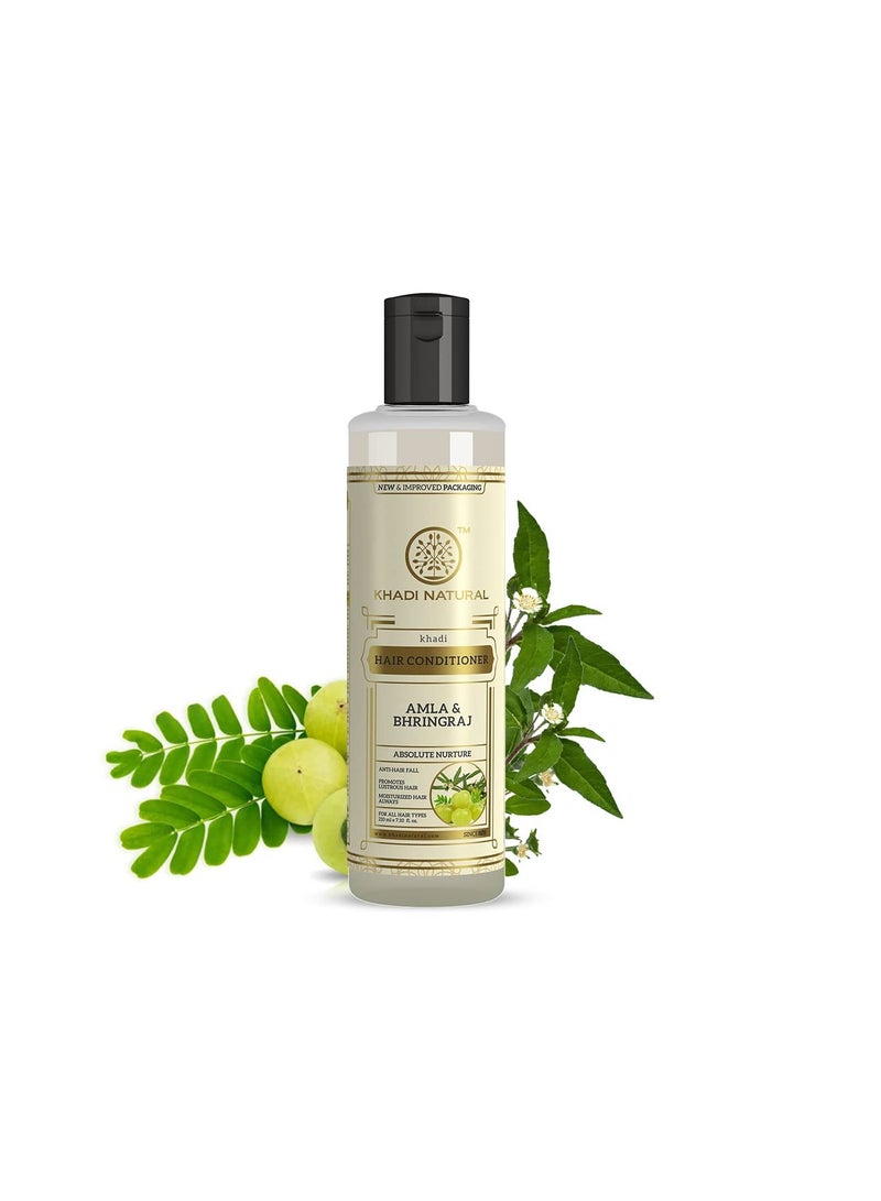 Khadi Natural Amla & Bhringraj Hair Conditioner | Anti-Hair Fall Conditioner | Nourishing Conditioner for Healthy Hair | Paraben & Silicone-Free | Suitable for All Hair Types | 210ml - Image 1