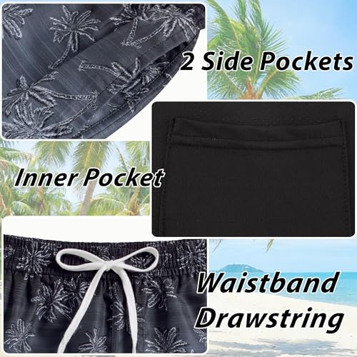 swimsobo Boys Swim Trunks Size 14-16 Years Kids with Compression Liner Swimming Shorts Swimsuits Black Hawaiian Kids Boardshorts - Image 3
