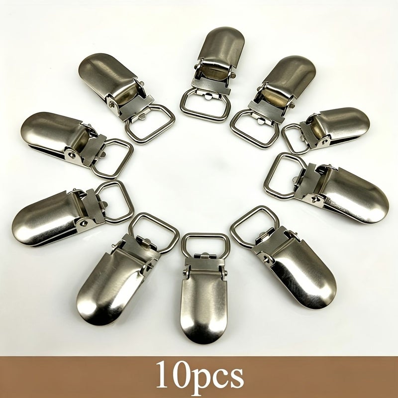 10 Pack Silvery Grey Mini Metal Duckbill Clips Clothing Accessories - Image 1