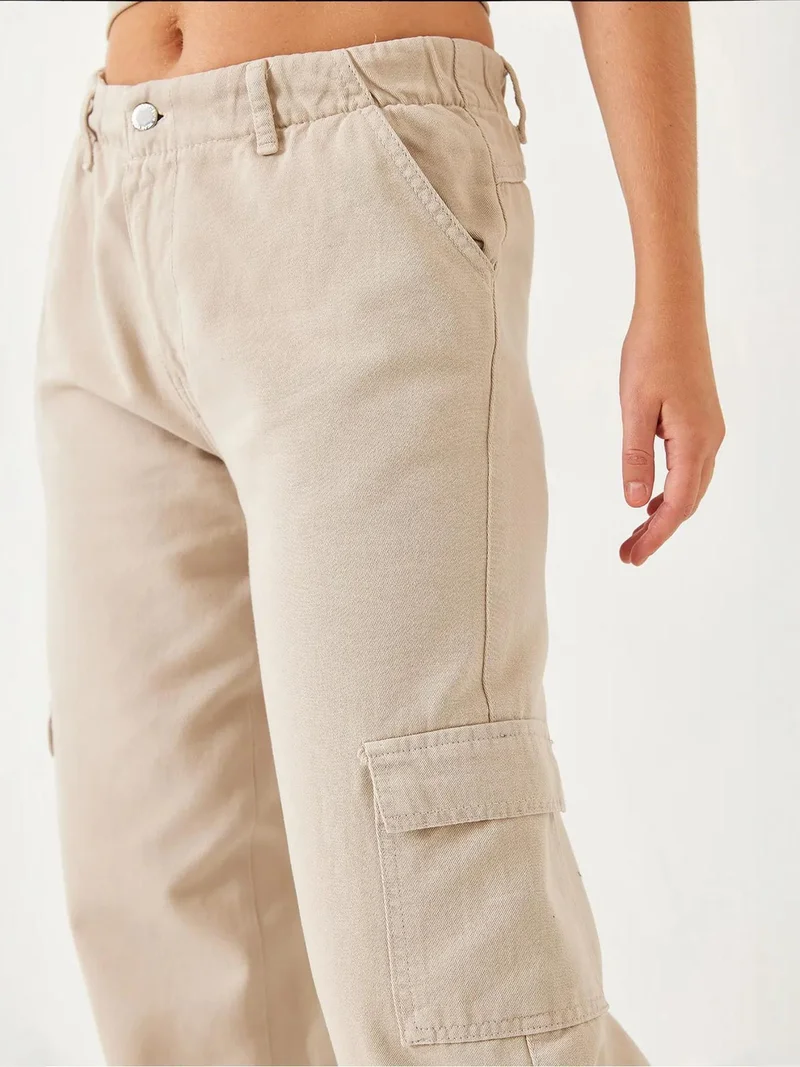 Bianco Lucci LUCCI Relaxed Fit Wide Leg Jogger Pants with Drawstring Waist