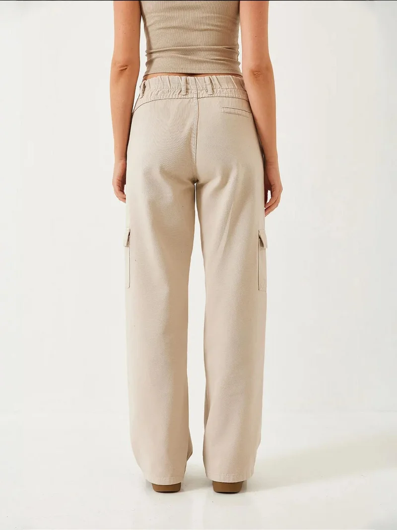 Bianco Lucci LUCCI Relaxed Fit Wide Leg Jogger Pants with Drawstring Waist