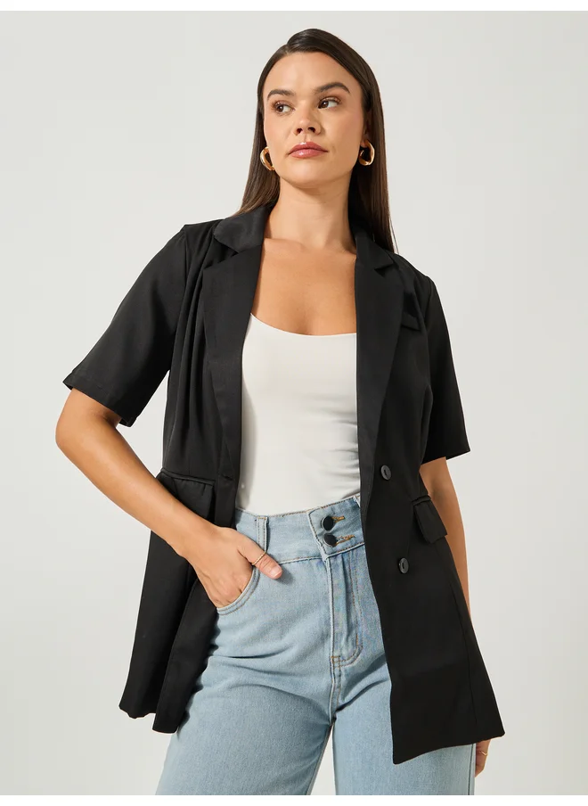 Styli Styli Regular Fit Short Sleeve Notch Label Blazer