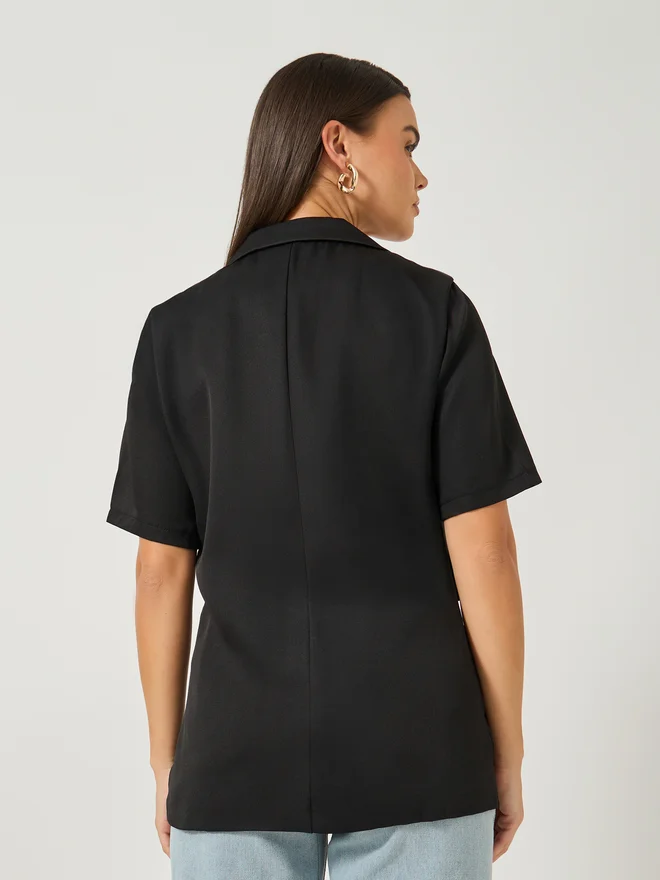 Styli Styli Regular Fit Short Sleeve Notch Label Blazer