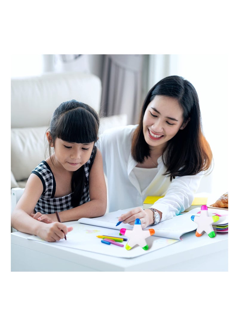 6-Piece Star-Shaped Highlighter Set - Colorful Fluorescent Markers for Note Taking, 5-in-1 Watercolor Highlighter Pens for Vibrant and Creative Highlighting. - Image 4