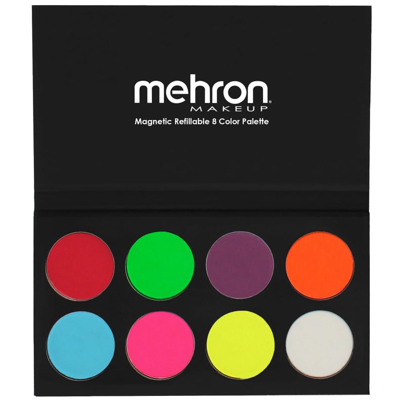 Mehron Makeup Paradise FX Neon UV Glow 8 Color Palette | Magnetic Refillable Special Effects Paint Palette | Professional Water Activated Paint for Raves, Costumes, SFX, Halloween, & Cosplay - Image 1