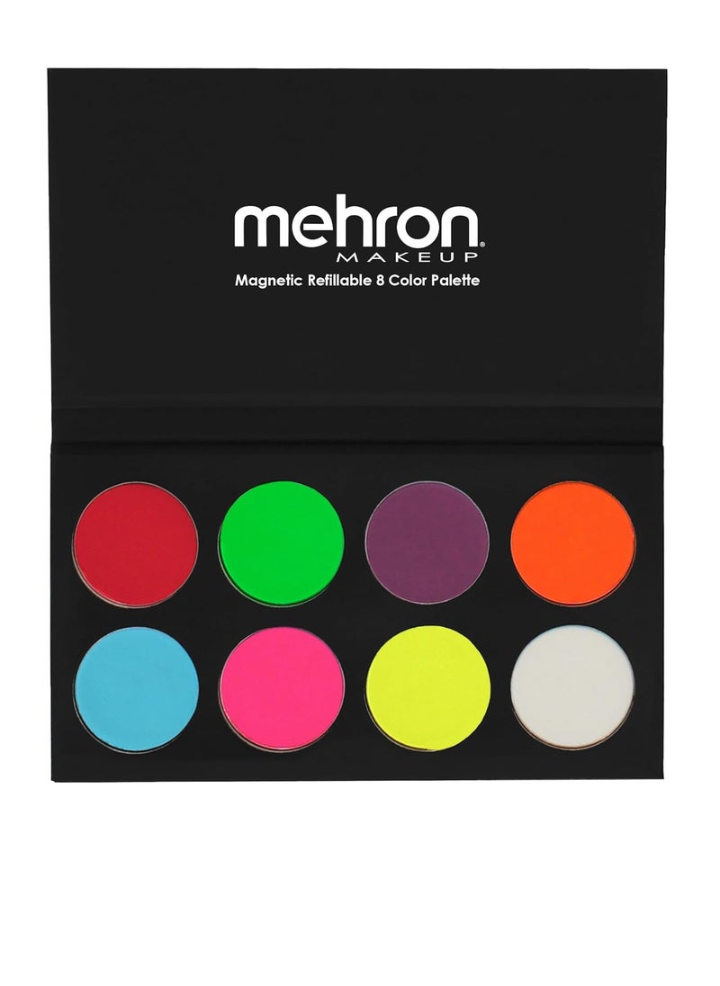 mehron - Mehron Makeup Paradise FX Neon UV Glow 8 Color Palette | Magnetic Refillable Special Effects Paint Palette | Professional Water Activated Paint for Raves, Costumes, SFX, Halloween, & Cosplay - Image 1