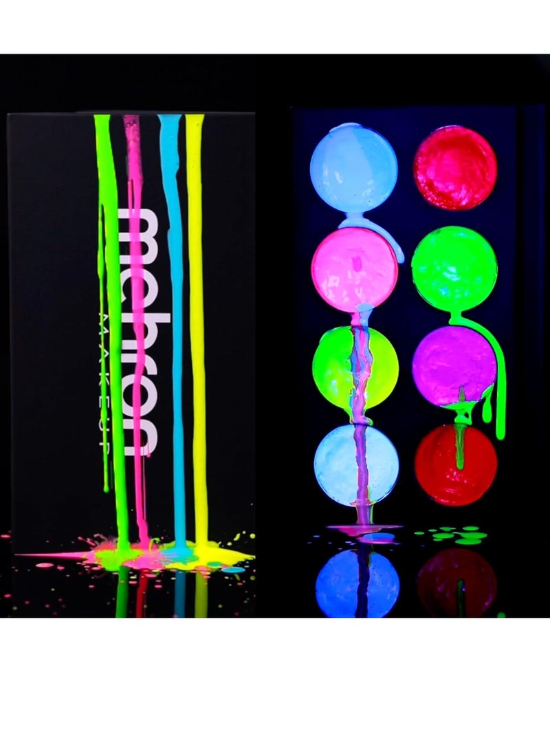 mehron - Mehron Makeup Paradise FX Neon UV Glow 8 Color Palette | Magnetic Refillable Special Effects Paint Palette | Professional Water Activated Paint for Raves, Costumes, SFX, Halloween, & Cosplay - Image 1