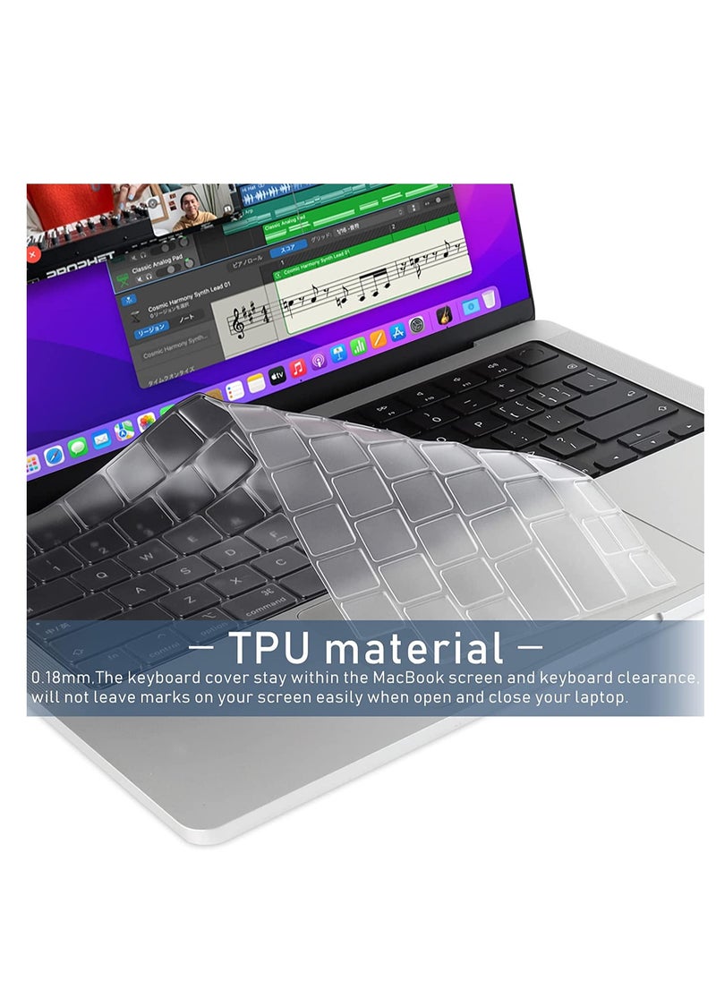 Generic - Premium Ultra Thin Keyboard Cover Skin for 2025-2021 M4/M3/M2/M1 Pro/Max MacBook Pro 14" 16" (A3112/A3185/A3401/A2918/A2992/A2779/A2442/A3403/A3186/A2991/A2780/A2485), M4 M3 M2 Chip MacBook Air 13.6" 15" (A2681 A3113 A3240 A2941 A3114 A3241) TPU Skin,Clear - Image 1