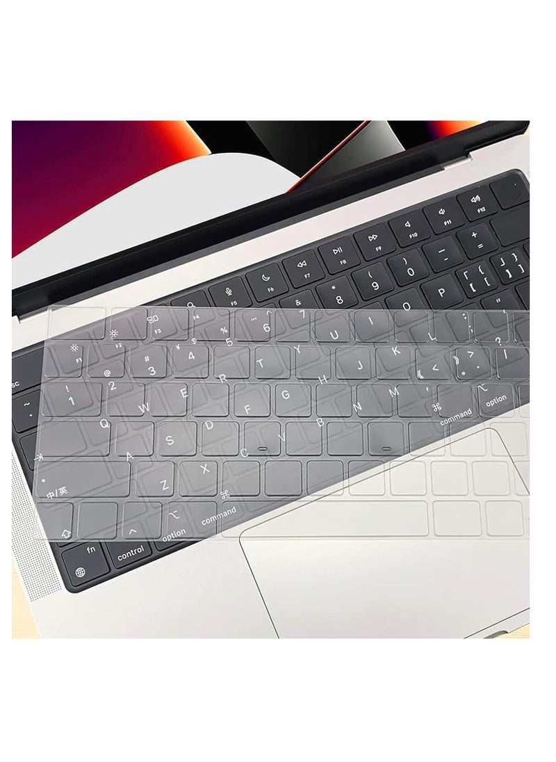 Generic - Premium Ultra Thin Keyboard Cover Skin for 2025-2021 M4/M3/M2/M1 Pro/Max MacBook Pro 14" 16" (A3112/A3185/A3401/A2918/A2992/A2779/A2442/A3403/A3186/A2991/A2780/A2485), M4 M3 M2 Chip MacBook Air 13.6" 15" (A2681 A3113 A3240 A2941 A3114 A3241) TPU Skin,Clear - Image 1