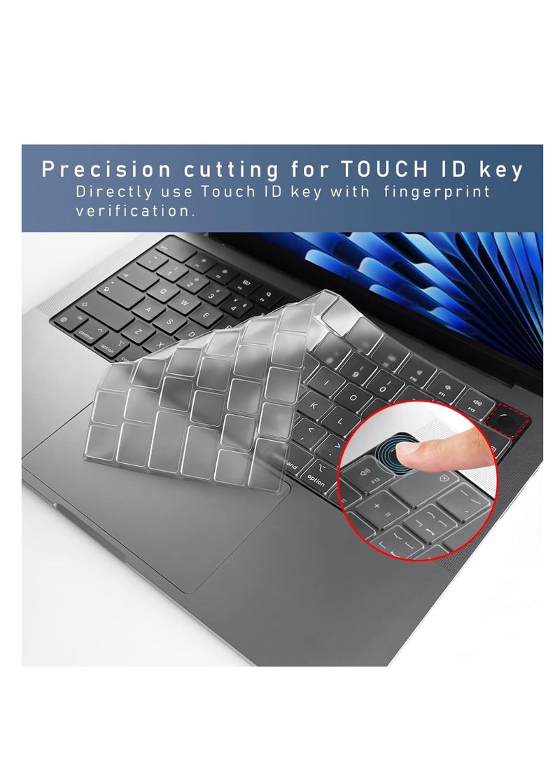 Generic - Premium Ultra Thin Keyboard Cover Skin for 2025-2021 M4/M3/M2/M1 Pro/Max MacBook Pro 14" 16" (A3112/A3185/A3401/A2918/A2992/A2779/A2442/A3403/A3186/A2991/A2780/A2485), M4 M3 M2 Chip MacBook Air 13.6" 15" (A2681 A3113 A3240 A2941 A3114 A3241) TPU Skin,Clear - Image 1