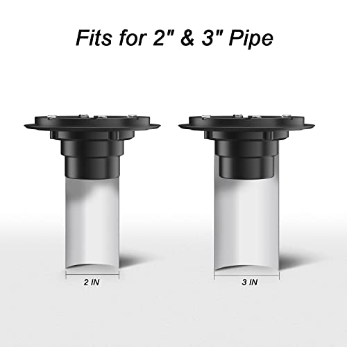 EXF Square Shower Drain 6 Inch Matte Black, Stainless Steel Shower Floor Drain Kit with ABS Flange, Removable Grid Grate, Hair Strainer, Not Fit for Bathtub - Image 4