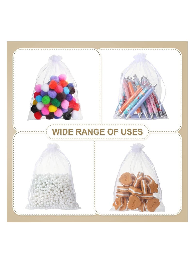 KASTWAVE 50 Pcs Large Organza Bags White, 12 x 16 Inch Mesh Gift Drawstring Pouches Mesh Gift Bags Jewelry Pouch Party Wedding Favor Candy Bottle Sample Display Bag  - Image 4