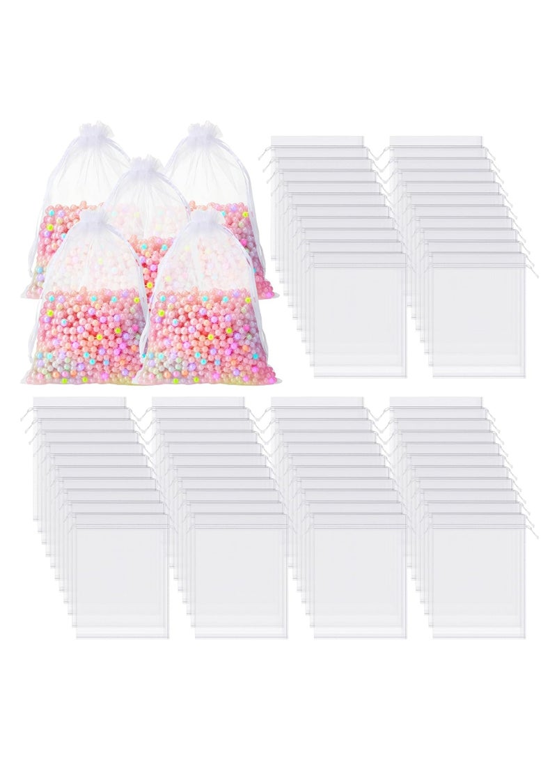 KASTWAVE 50 Pcs Large Organza Bags White, 12 x 16 Inch Mesh Gift Drawstring Pouches Mesh Gift Bags Jewelry Pouch Party Wedding Favor Candy Bottle Sample Display Bag  - Image 1