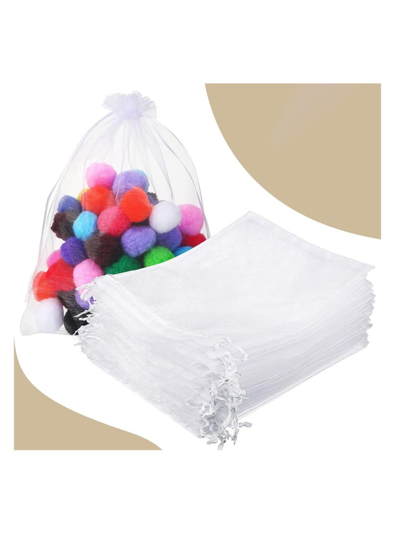 KASTWAVE 50 Pcs Large Organza Bags White, 12 x 16 Inch Mesh Gift Drawstring Pouches Mesh Gift Bags Jewelry Pouch Party Wedding Favor Candy Bottle Sample Display Bag  - Image 2