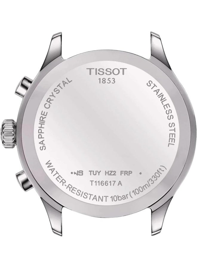 TISSOT Chrono XL Classic Green Dial Silver Steel Strap Watch for Men T116.617.11.092.00 - Image 2