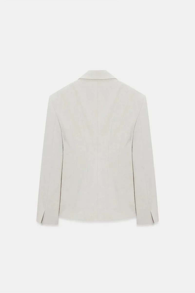 Dilvin Oatmeal Natural DILVIN Women's Crepe Blazer Jacket for Women | Best Price UAE