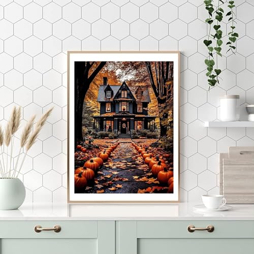 hito Landscape Paint by Number for Adults-Paint by Numbers for Adults Halloween, House Painting by Numbers for Gift Home Wall Decor (Halloween, 16x20 inch) - Image 5