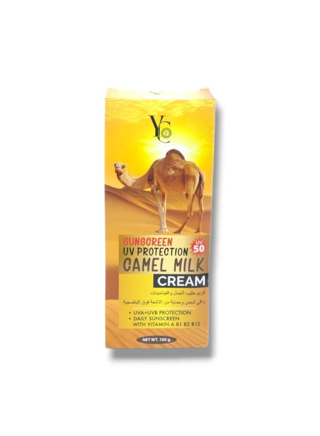 YC Camel Milk Sunscreen UV Protection Cream SPF 50, 100g - Image 1