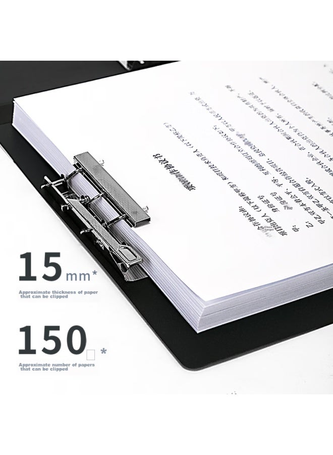 Deli A4 Metal Double Strong Clip File Folder, Office Supplies, Large Capacity Exam Paper Folder, Poetry Recitation Contract Clipboard, 5302 Black, 1 Piece - Image 3