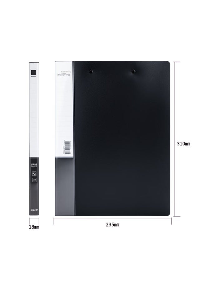 Deli A4 Metal Double Strong Clip File Folder, Office Supplies, Large Capacity Exam Paper Folder, Poetry Recitation Contract Clipboard, 5302 Black, 1 Piece - Image 2