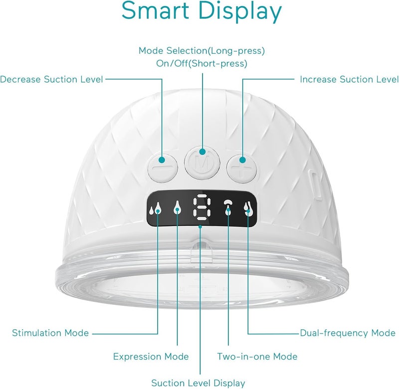 Paruu P10 HandsFree Breast Pump Wearable 338mmHg Strong Suction Low Noise 4 Modes  9 Levels19212428mm InsertFlange 2 Pack White - Image 3