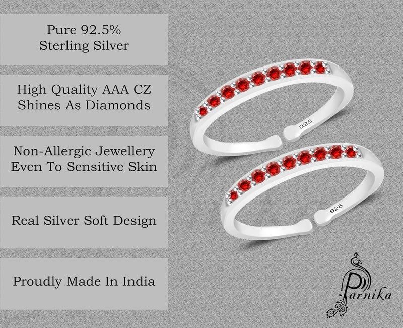 MJ 925 Stunning CZ Toe Rings (Leg Finger Rings) in 92.5 Sterling Silver for Women and Girls - Image 5