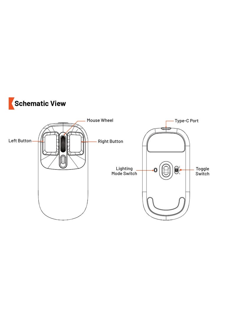 Generic 1600 DPI Transparent Mouse 2.4G and Bluetooth Dual Mode - White  - Image 2