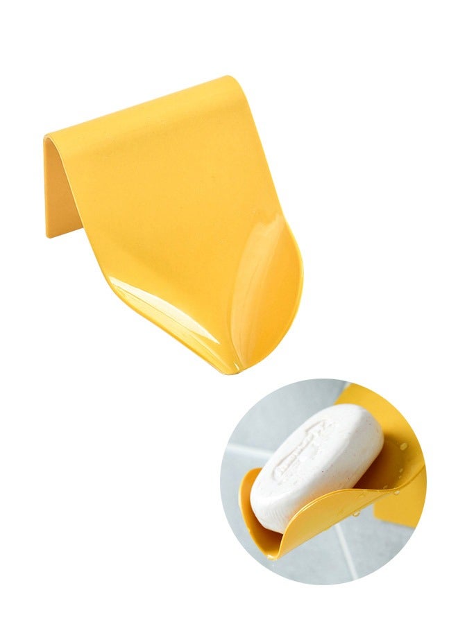 صحن صابون للتجفيف الذاتي مثبت على الحائط للحمام ، صينية بلاستيك ABS بدون ثقب حامل صابون عائم على الحائط ، صينية صابون شلال ذاتية التجفيف (أصفر) - Image 1